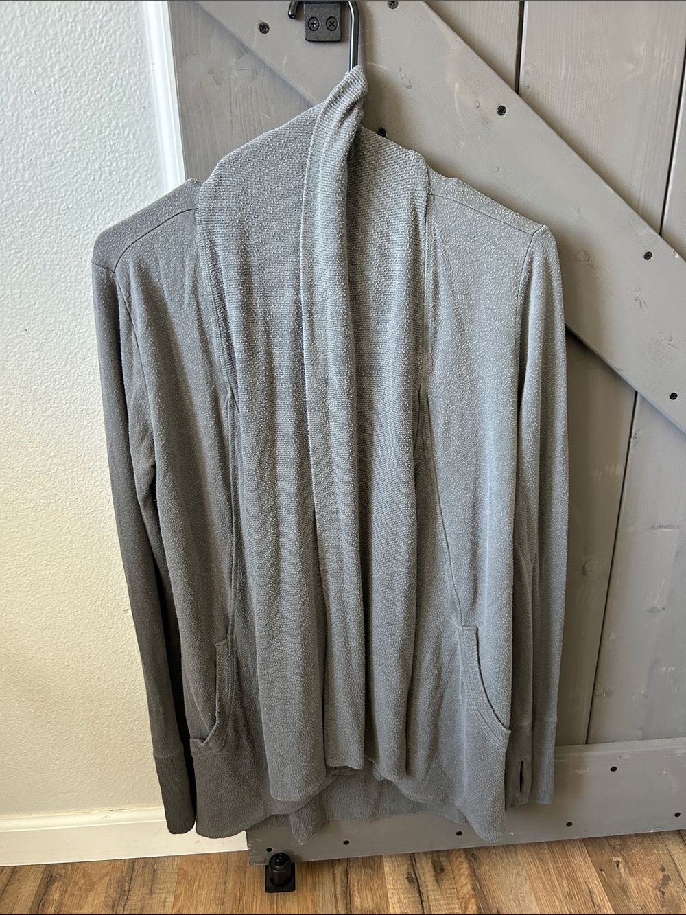 Athleta Light Gray Draped Open-Front Cardigan - Picture 2 of 6